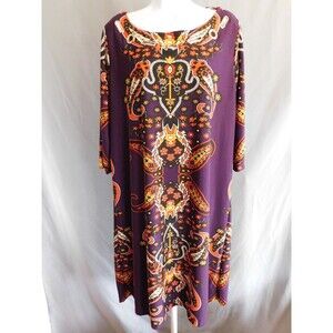 Maria Gabrielle Dress Women's Purple Multicolor Sheath Dress Plus Size 1X